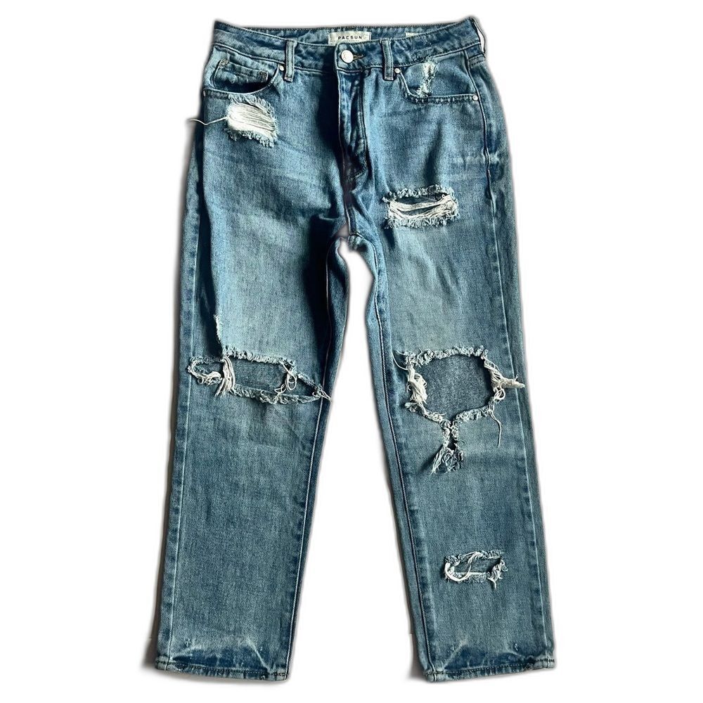 Pacsun Los Angeles Distressed Blue Mom Jeans Size 26
